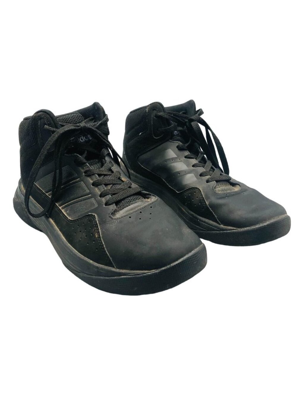 Adidas men's shoes solid black high tip athletic lace up size 9.5 READ